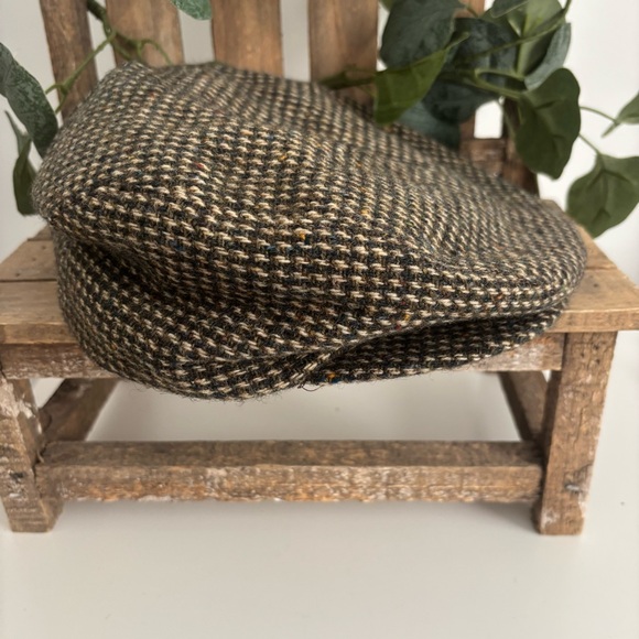 VINTAGE HARRIS TWEED 100% WOOL NEWSBOY FLAT CAP MADE IN SCOTLAND JAND WOVEN - Picture 4 of 12